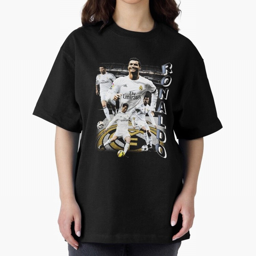 Cristiano Ronaldo Vintage Oversized T-Shirt Carry the Colors and Pride of Global Football Passion for FIFA World Cup 2026 Group Stage, Connected to CR7, Argentina, France and Brazil, Goal Celebration Energy, Supporter Heritage, Football Icons and