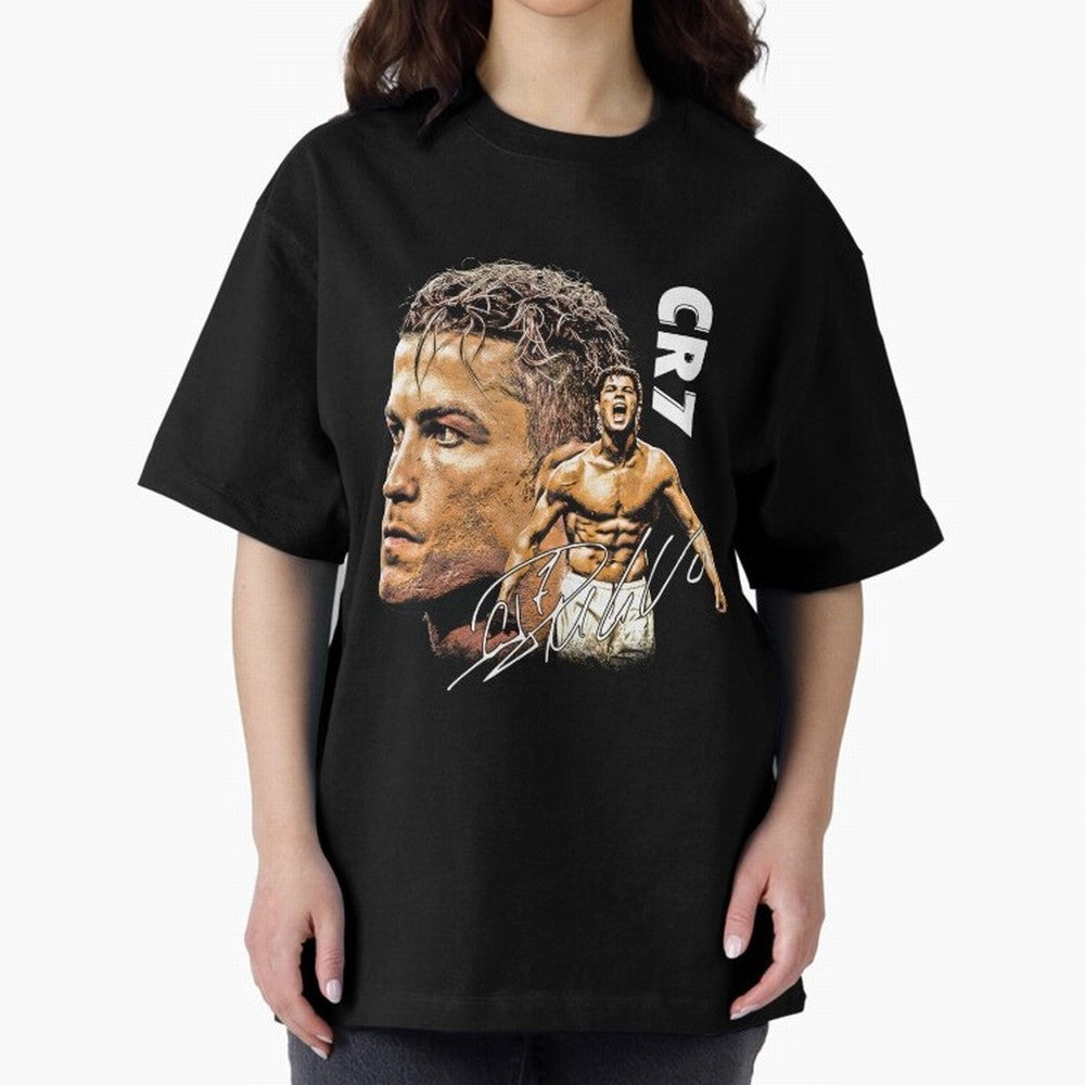 Cristiano Ronaldo Football Legend T-Shirt Oversized T-Shirt Follow the Final Road of FIFA World Cup 2026 USA Canada Mexico Centered on Messi, Neymar and Mbappe, Brazil, Portugal and Argentina Energy, Retro Football Energy, Iconic Rivalries, Trophy