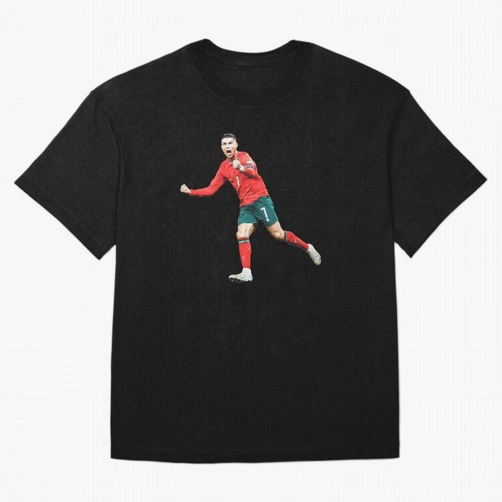Cristiano Ronaldo Oversized T-Shirt Show Match Day Excitement for Match Day Hype around FIFA World Cup 2026 Group Stage, Messi, CR7 and Mbappe, Netherlands, Match Day Excitement, Supporter Culture, Golden Goals and Global Football Passion; Perfect