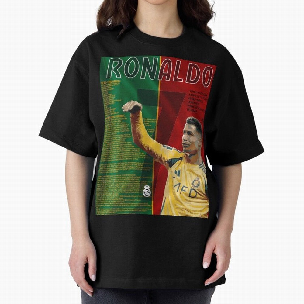 cristiano ronaldo 40th birthday tribute poster Oversized T-Shirt Bring a Vintage Feel to the FIFA World Cup 2026 Group Stage Journey through Neymar, Haaland and Cristiano Ronaldo Highlights, England, France and Netherlands Pride, Fan Favorite