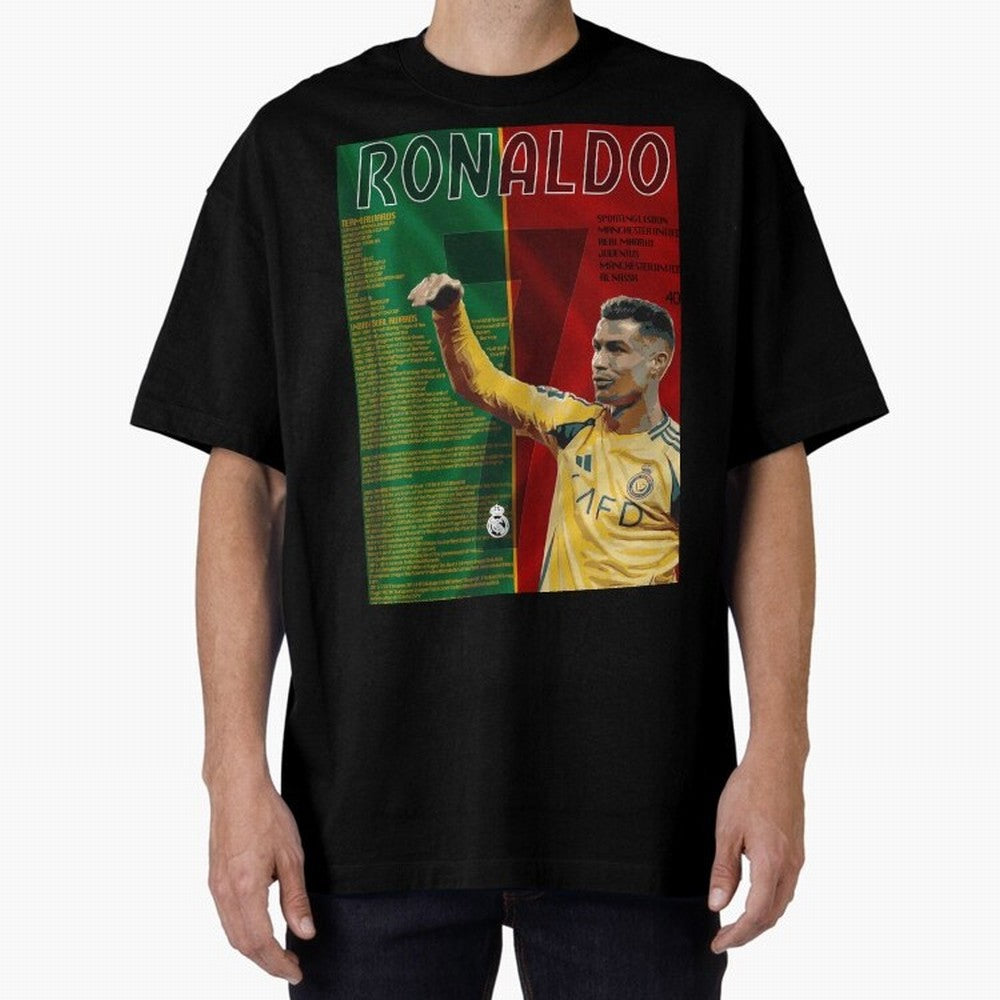 cristiano ronaldo 40th birthday tribute poster Oversized T-Shirt Bring a Vintage Feel to the FIFA World Cup 2026 Group Stage Journey through Neymar, Haaland and Cristiano Ronaldo Highlights, England, France and Netherlands Pride, Fan Favorite