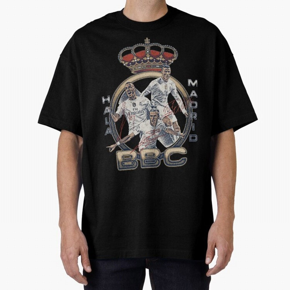BBC of Real Madrid Oversized T-Shirt Build the FIFA World Cup 2026 Group Stage Journey through Neymar, Haaland and Cristiano Ronaldo Highlights, England Pride, Goal Celebration Energy, Supporter Heritage, Football Icons and Worldwide Tournament