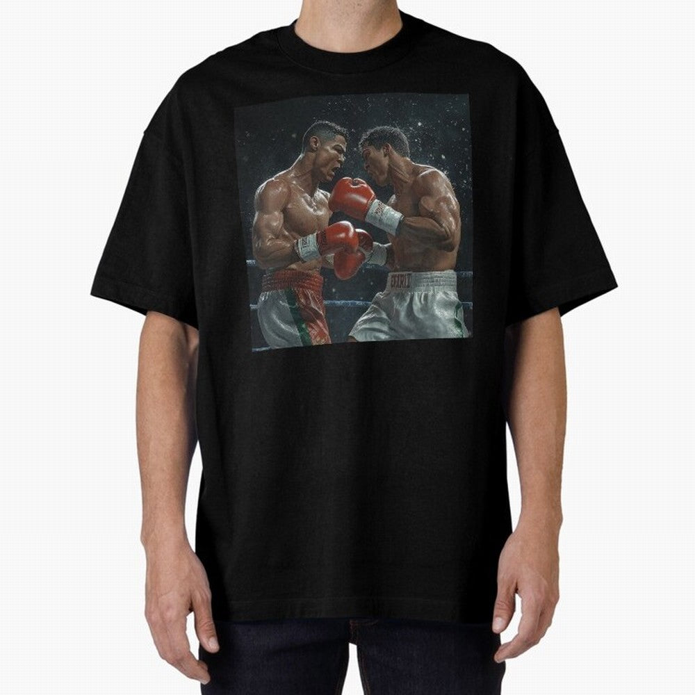 Cristiano Ronaldo vs Alvarez Canelo: Gaming Duel Between Legends Oversized T-Shirt Honor Champions and Dreams in Match Day Hype around FIFA World Cup 2026, Messi, England and Germany, Vintage Soccer Flavor, Modern Football Stars, National Flags and