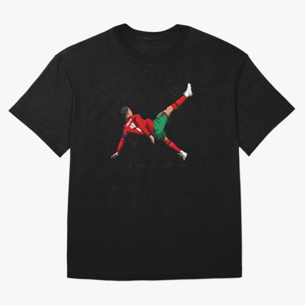 Cristiano Ronaldo 910th Goal Bicycle Kick Tribute Oversized T-Shirt Support Iconic Players in FIFA World Cup 2026 USA Canada Mexico Centered on Neymar, Portugal, Spain and Germany Energy, Goal Celebration Energy, Supporter Heritage, Football Icons