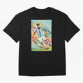 Messi in action Graphic poster design Oversized T-Shirt Remember Iconic Moments from Global Football Passion for FIFA World Cup 2026, Capturing CR7, Brazil, Portugal and Argentina, Soccer Culture, Superstar Moments, National Team Dreams and