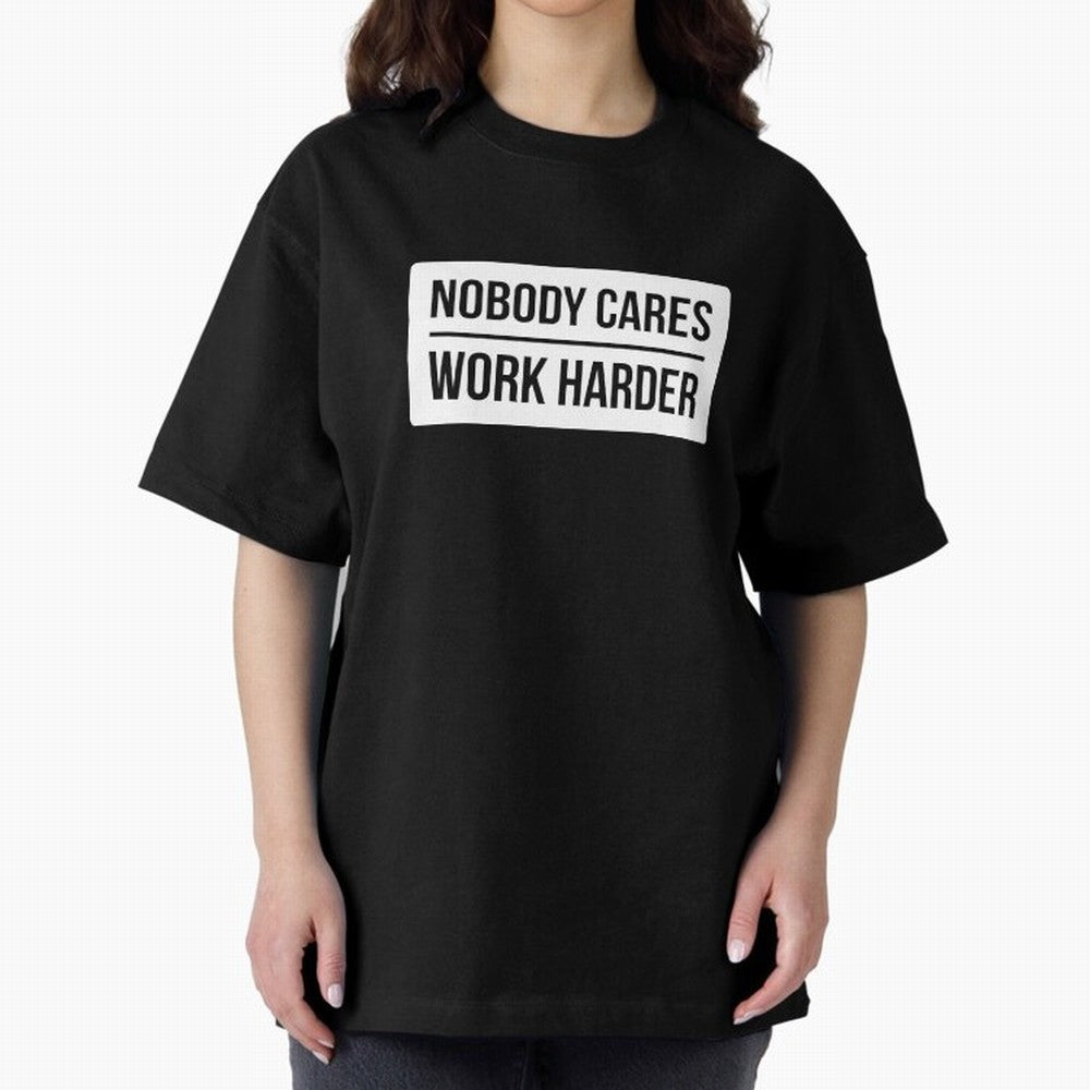 Nobody Cares Work Harder (White Rectangle Design) Oversized T-Shirt Showcase FIFA World Cup 2026 Capturing Cristiano Ronaldo, Haaland and CR7, Portugal Energy, Champion Mindset, Group Stage Buzz, Knockout Tension and Passionate Fan Culture; Great