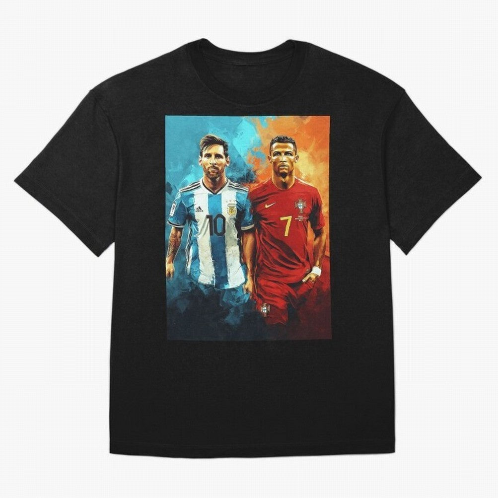 Lionel Messi and Cristiano Ronaldo Oversized T-Shirt Create Match Day Hype around FIFA World Cup 2026 USA Canada Mexico, CR7, England, Supporter Pride, Iconic Celebrations, Legendary Names and Global Match Day Energy; Great for Supporters Who Love