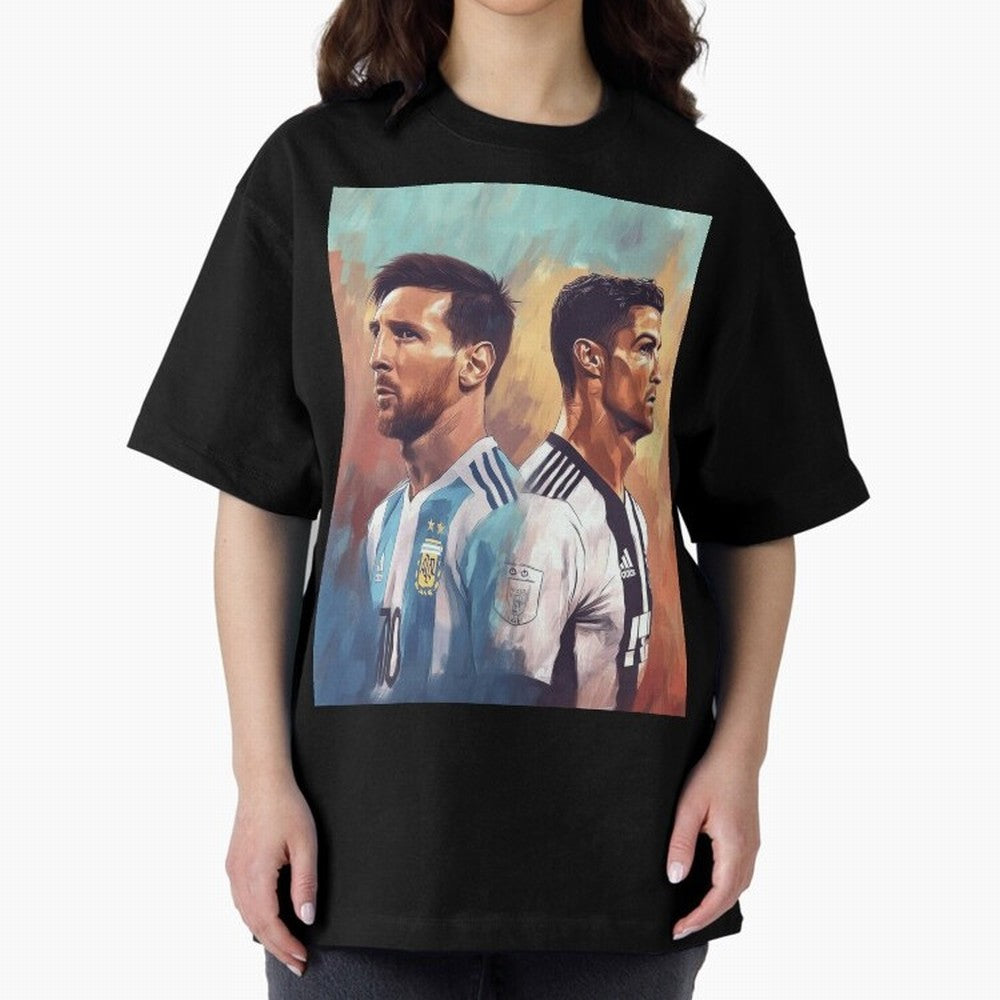 Lionel Messi and Cristiano Ronaldo Oversized T-Shirt Bring Stadium Energy to FIFA World Cup 2026 Spirit, Featuring Netherlands, Messi and Cristiano Ronaldo, Football Festival Excitement, Trophy Ambitions, Country Rivalries and Star Player Buzz;