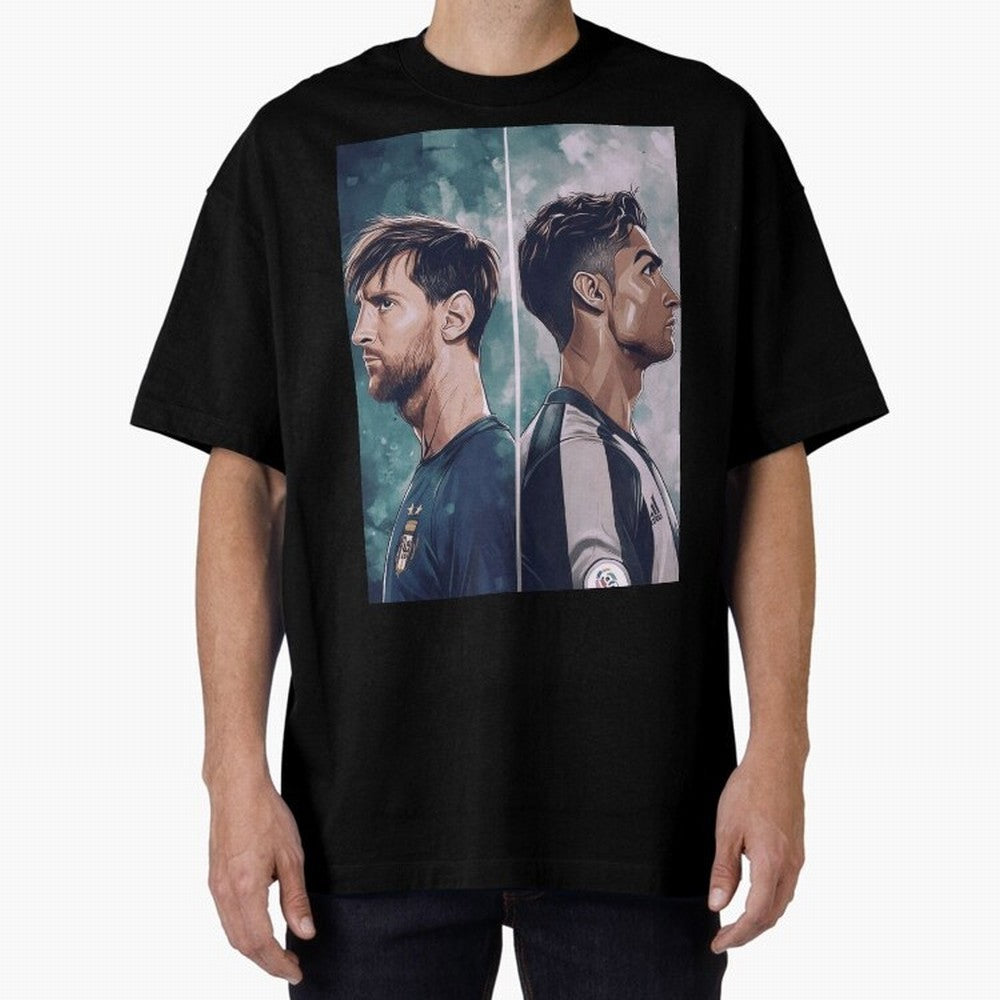 Lionel Messi and Cristiano Ronaldo Oversized T-Shirt Refresh Global Football Passion for FIFA World Cup 2026 Group Stage, Centered on CR7, Argentina, Game Day Rituals, Football Legends, Country Pride and the Road to the Final; Built for Supporters