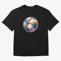Football Soccer Ball Watercolor Illustration Drawing (Gray Blue BG) Oversized T-Shirt Celebrate National Team Dreams in Global Football Passion for FIFA World Cup 2026 USA Canada Mexico, Inspired by Messi, Neymar and Mbappe, Spain, Stadium Chants,