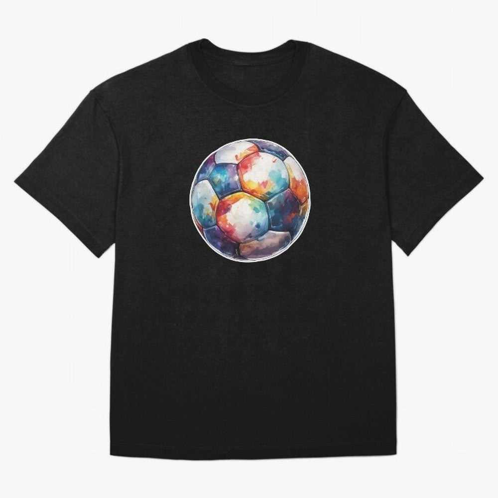 Football Soccer Ball Watercolor Illustration Drawing (Light Red BG) Oversized T-Shirt Support Iconic Players in Global Football Passion for FIFA World Cup 2026, Driven by CR7, France and Portugal, Champion Mindset, Group Stage Buzz, Knockout