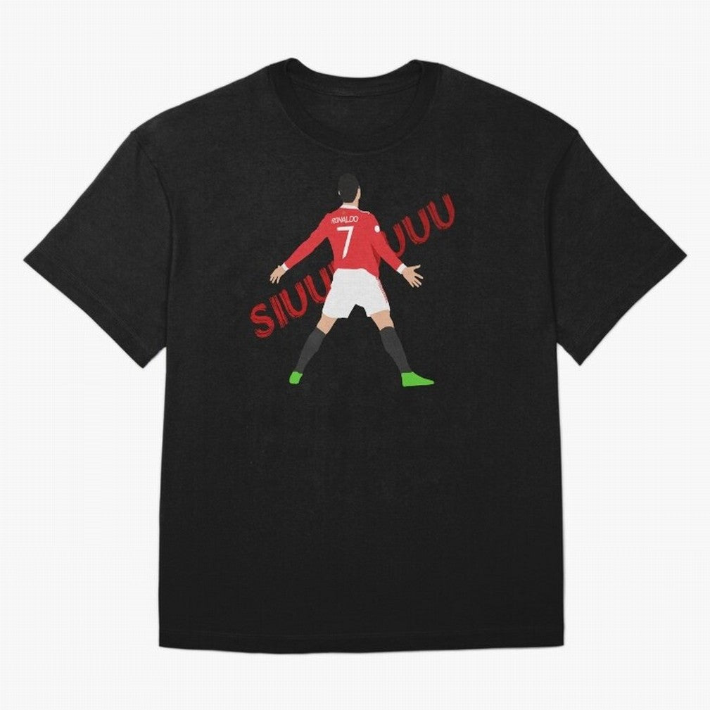 Cristano Ronaldo Celebration Block Art SIUUUU with text Oversized T-Shirt Keep Football History Alive during FIFA World Cup 2026 Spirit, Driven by Portugal, Spain and Germany, Haaland and Mbappe, Classic Soccer Heritage, Championship Pressure, Fan