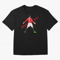 Cristano Ronaldo Celebration Block Art SIUUUU with text Oversized T-Shirt Keep Football History Alive during FIFA World Cup 2026 Spirit, Driven by Portugal, Spain and Germany, Haaland and Mbappe, Classic Soccer Heritage, Championship Pressure, Fan