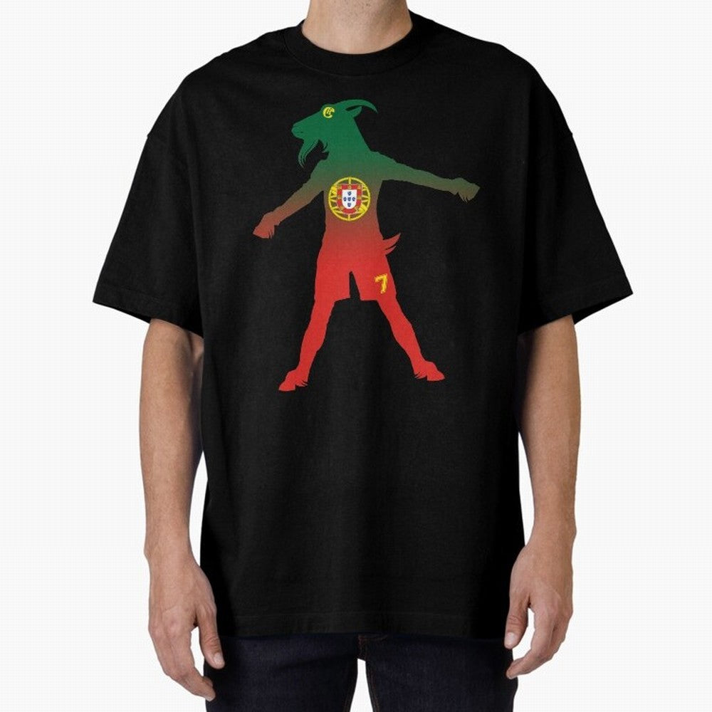 Cristiano Ronaldo GOAT Oversized T-Shirt Celebrate Global Passion for Global Football Passion for FIFA World Cup 2026 USA Canada Mexico, Highlighting Haaland and Mbappe, France, Global Supporter Spirit, Legendary Goals, National Colors and