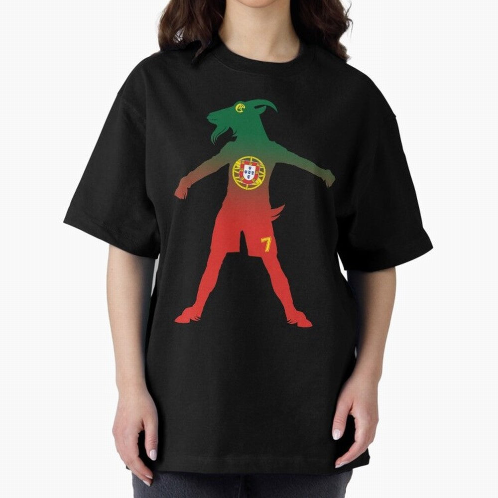 Cristiano Ronaldo GOAT Oversized T-Shirt Celebrate Global Passion for Global Football Passion for FIFA World Cup 2026 USA Canada Mexico, Highlighting Haaland and Mbappe, France, Global Supporter Spirit, Legendary Goals, National Colors and