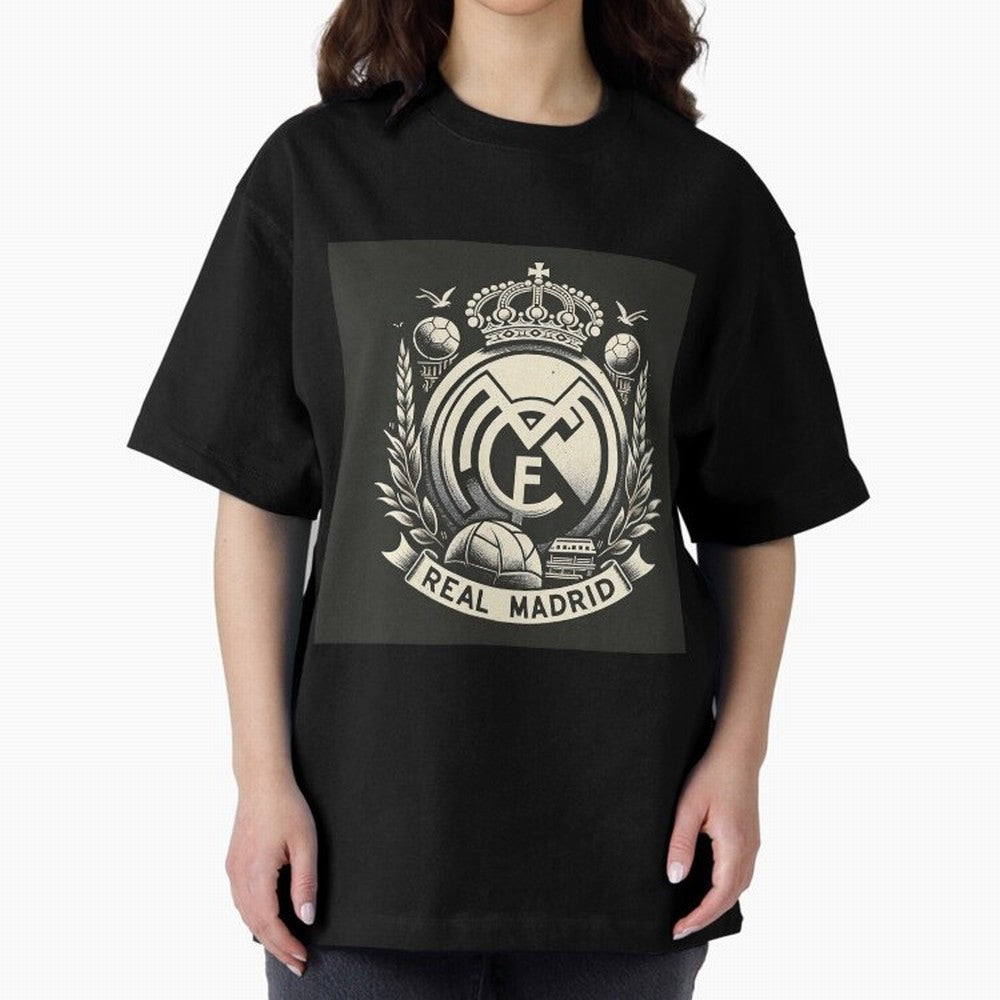 VIntage Style Real Madrid Logo Oversized T-Shirt Bring a Vintage Feel to FIFA World Cup 2026 Featuring Messi, Neymar and Mbappe, Netherlands Energy, Football Festival Excitement, Trophy Ambitions, Country Rivalries and Star Player Buzz; Made for