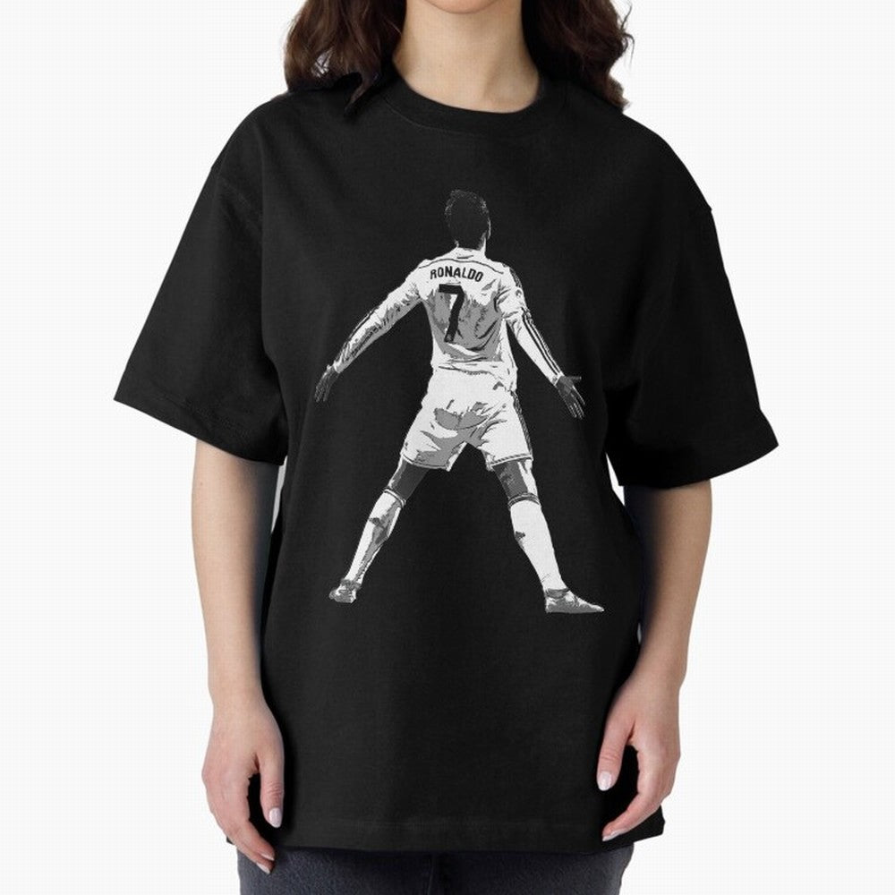 CR7 Cristiano Ronaldo Artwork - Pop Art Style Oversized T-Shirt Relive the Noise and Pride of Match Day Hype around FIFA World Cup 2026 USA Canada Mexico, Messi, Neymar and Mbappe, France and Portugal, Football Festival Excitement, Trophy