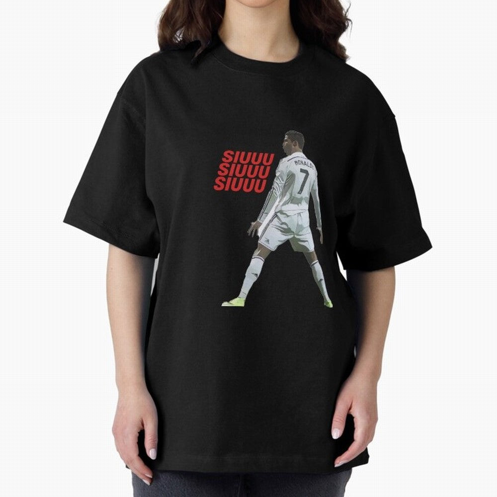 SIUUU #25 Oversized T-Shirt Represent Football Lovers during FIFA World Cup 2026 USA Canada Mexico for Fans of Cristiano Ronaldo, Haaland and CR7 and England and Germany, Bringing Sports Nostalgia, International Competition, Famous Players and