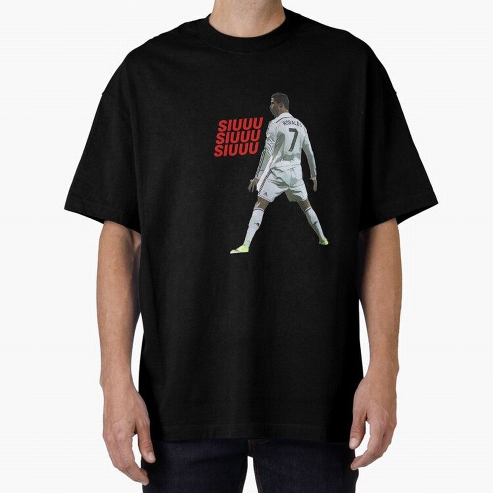 SIUUU #25 Oversized T-Shirt Represent Football Lovers during FIFA World Cup 2026 USA Canada Mexico for Fans of Cristiano Ronaldo, Haaland and CR7 and England and Germany, Bringing Sports Nostalgia, International Competition, Famous Players and