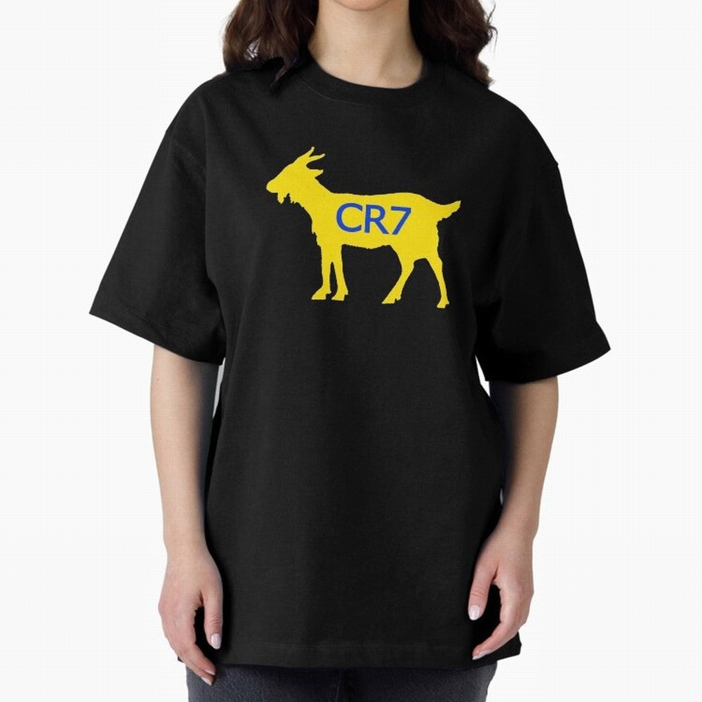 CR7 GOAT Yellow Al Nassr Oversized T-Shirt Turn Up for Match Day Hype around FIFA World Cup 2026, Messi, Argentina, France and Brazil, Stadium Memories, Football Loyalty, International Chants and Championship Tradition; Great for Watch Parties,