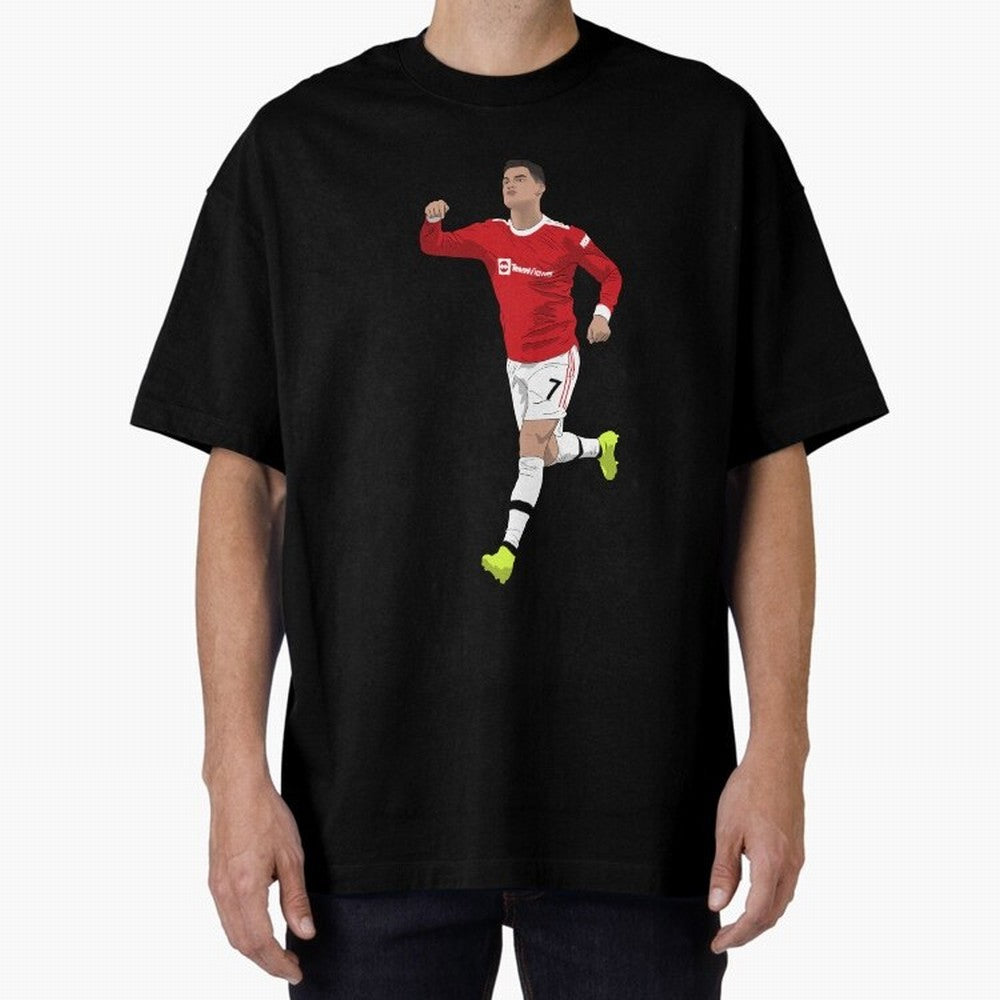 Cristiano Ronaldo Right Here Goal Celebration Oversized T-Shirt Represent Fans Who Live for FIFA World Cup 2026 for Fans of Haaland and Mbappe and Germany, Bringing Retro Football Energy, Iconic Rivalries, Trophy Chase Drama and Stadium Atmosphere;