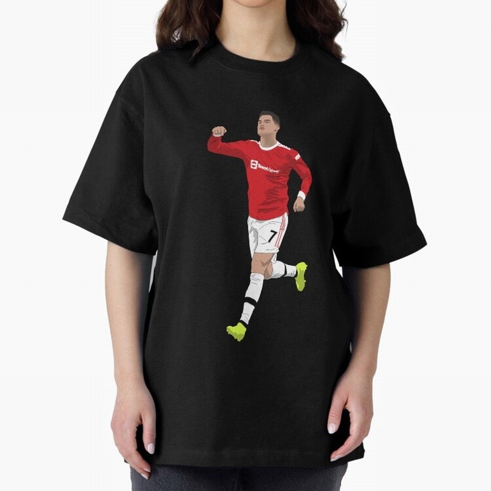 Cristiano Ronaldo Right Here Goal Celebration Oversized T-Shirt Represent Fans Who Live for FIFA World Cup 2026 for Fans of Haaland and Mbappe and Germany, Bringing Retro Football Energy, Iconic Rivalries, Trophy Chase Drama and Stadium Atmosphere;