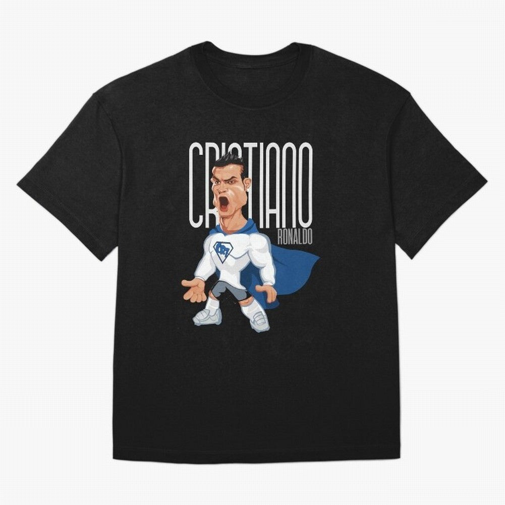 Commic Caricature of Cristiano Ronaldino 'CR7' Oversized T-Shirt Discover FIFA World Cup 2026 USA Canada Mexico with Mbappe, France and Portugal Energy, Soccer Culture, Superstar Moments, National Team Dreams and Competitive Fire; Perfect for Fans,