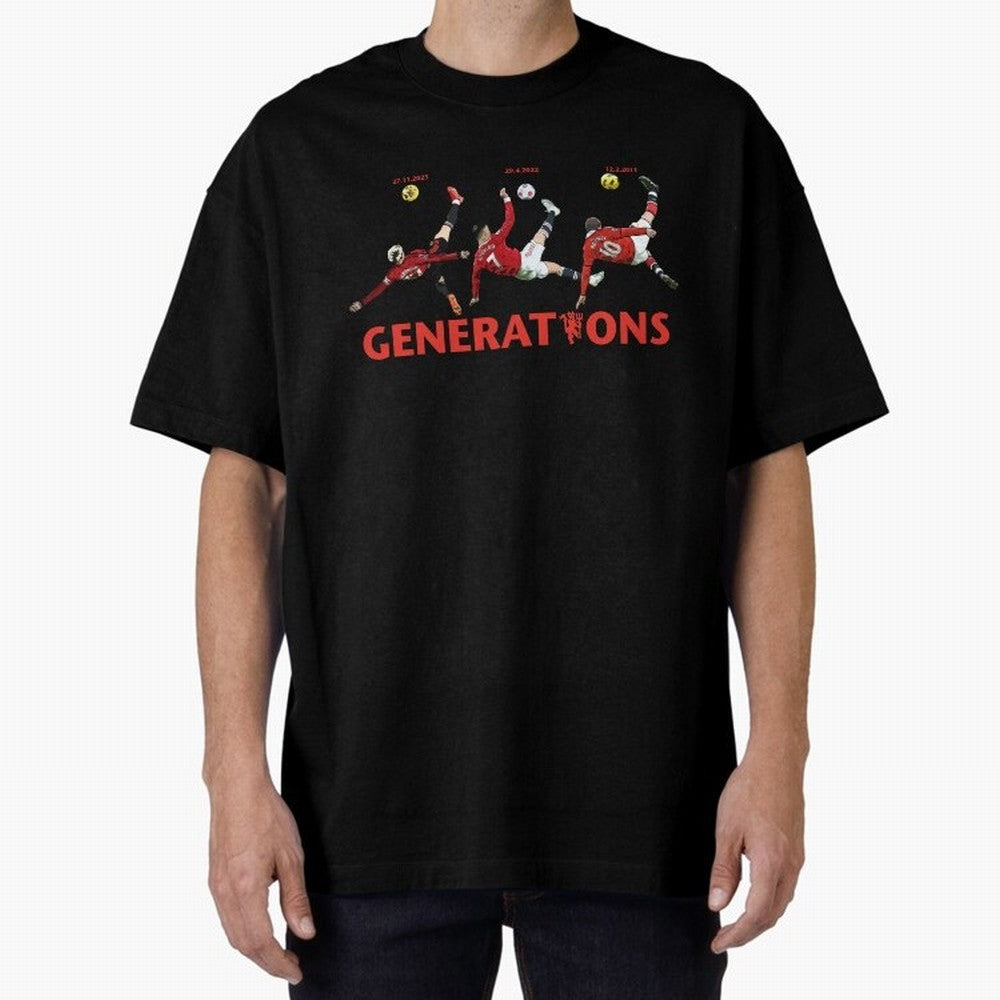Generations of Manchester United Oversized T-Shirt Follow Every Goal of the FIFA World Cup 2026 USA Canada Mexico Journey through Cristiano Ronaldo, Haaland and CR7 Highlights, England and Germany Pride, Sports Nostalgia, International Competition,