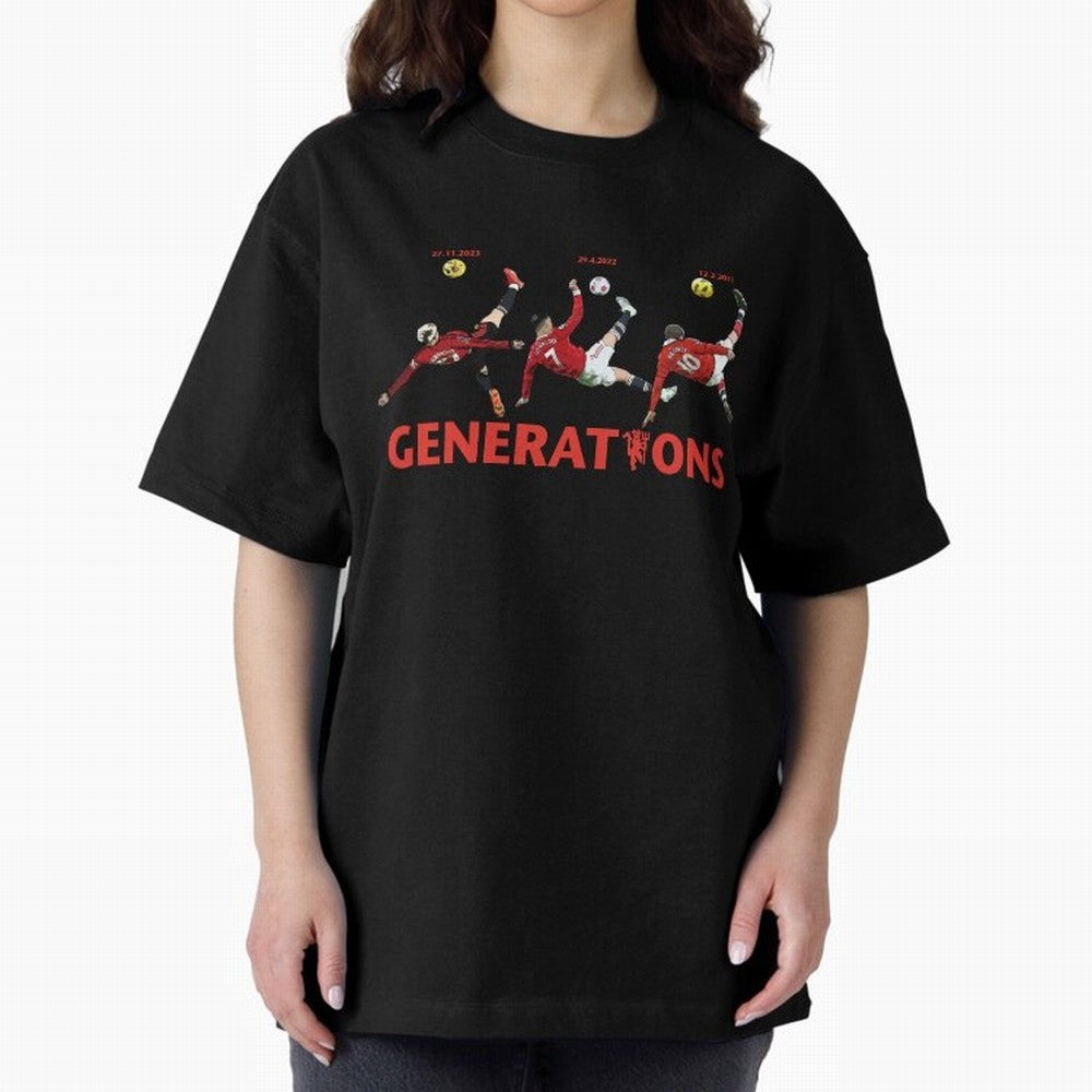 Generations of Manchester United Oversized T-Shirt Follow Every Goal of the FIFA World Cup 2026 USA Canada Mexico Journey through Cristiano Ronaldo, Haaland and CR7 Highlights, England and Germany Pride, Sports Nostalgia, International Competition,
