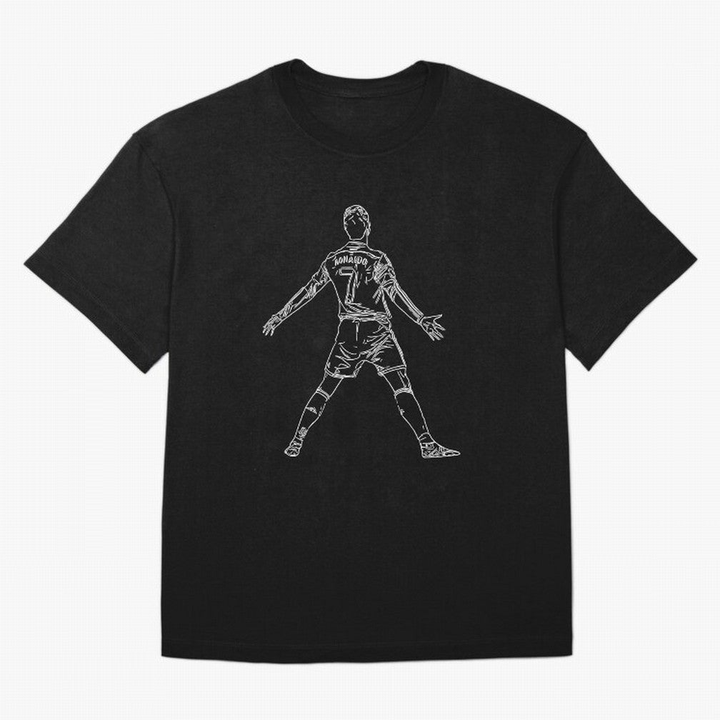 CR7 Cristiano Ronaldo Signature Celebration Siuuuuu Line Art White Oversized T-Shirt Bring Champion Energy into the FIFA World Cup 2026 Group Stage Journey through Haaland and Mbappe Highlights, Brazil, Portugal and Argentina Pride, Stadium