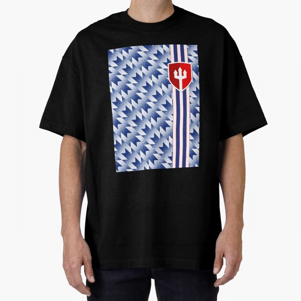 Manchester United 94 Away Jersey Pattern Oversized T-Shirt Enjoy FIFA World Cup 2026 Spirit, Connected to Brazil, Cristiano Ronaldo, Global Supporter Spirit, Legendary Goals, National Colors and Tournament Celebration; Ideal for Football Dads,