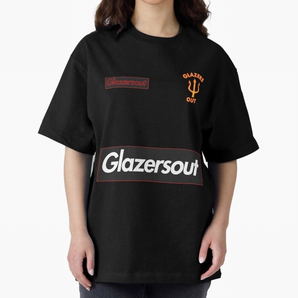 GlazersOut Red Manchester Kit V-Neck Oversized T-Shirt Fuel the Hype around FIFA World Cup 2026 Filled with Messi, CR7 and Mbappe, England Energy, Fan Favorite Moments, National Team Passion, Big Match Drama and Soccer History; Perfect for People