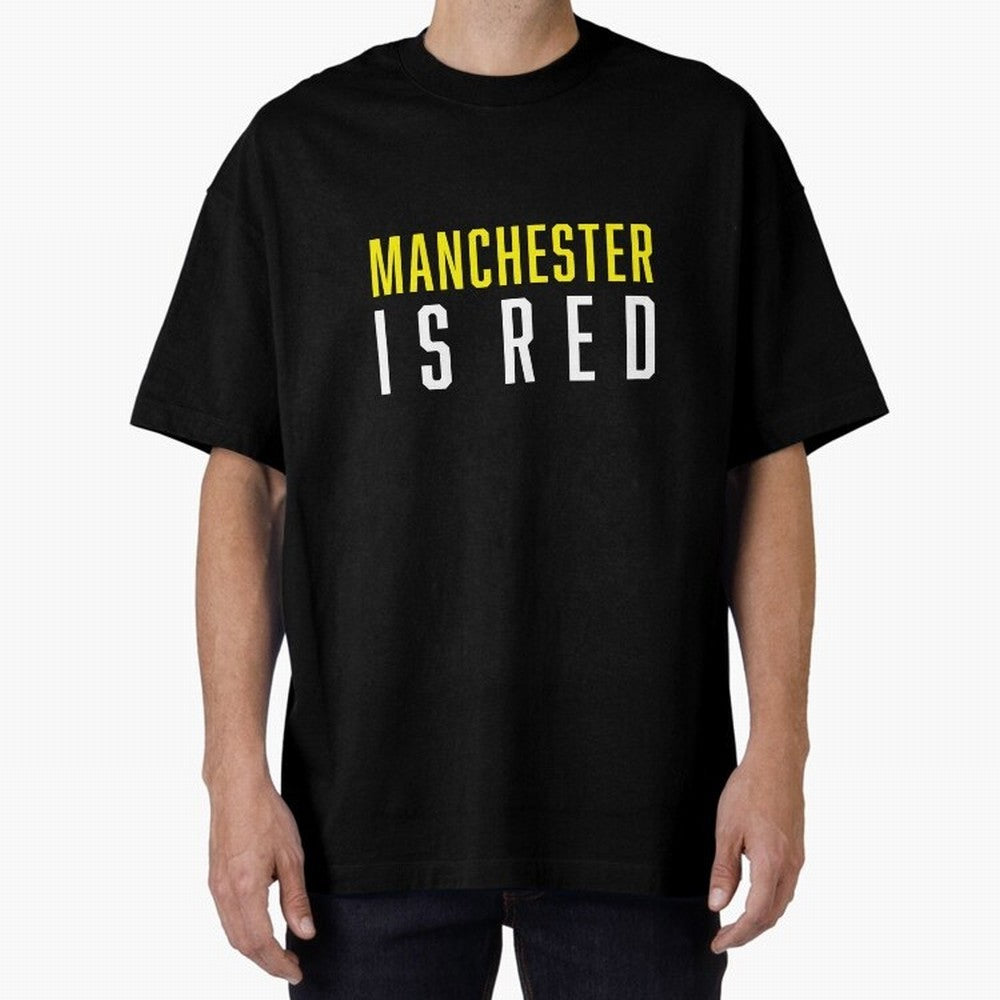 Manchester is Red Oversized T-Shirt Bring Stadium Energy to the FIFA World Cup 2026 USA Canada Mexico Journey through Neymar, Haaland and Cristiano Ronaldo Highlights, Argentina, France and Brazil Pride, Retro Football Energy, Iconic Rivalries,