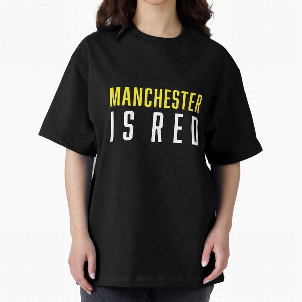 Manchester is Red Oversized T-Shirt Bring Stadium Energy to the FIFA World Cup 2026 USA Canada Mexico Journey through Neymar, Haaland and Cristiano Ronaldo Highlights, Argentina, France and Brazil Pride, Retro Football Energy, Iconic Rivalries,