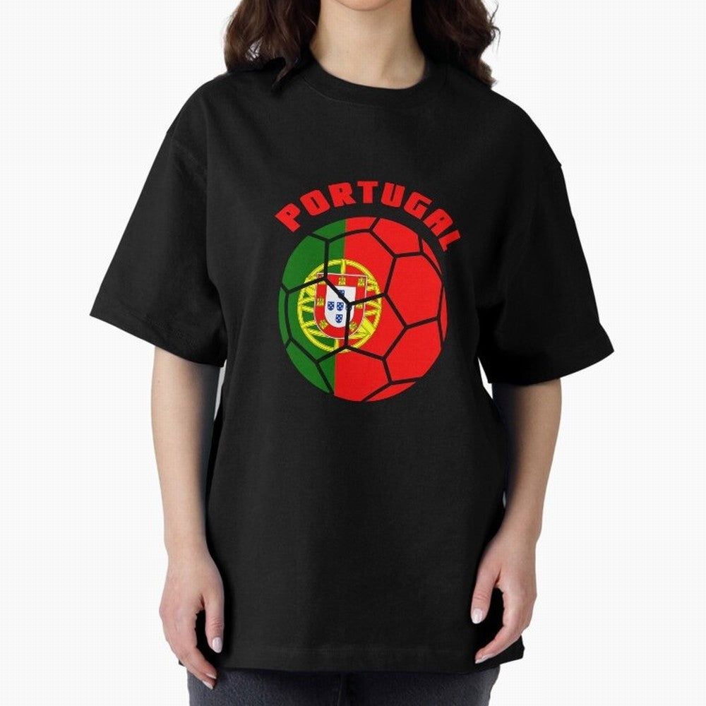 Portugal Football Soccer Ball Oversized T-Shirt Celebrate Classic Football Spirit in FIFA World Cup 2026 Group Stage for Fans of Messi, CR7 and Mbappe and Spain, Bringing Fan Favorite Moments, National Team Passion, Big Match Drama and Soccer