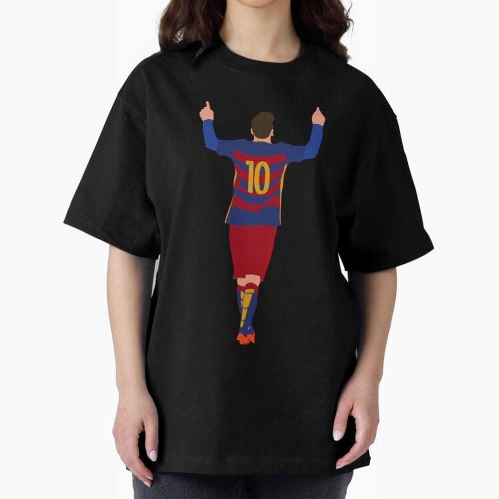 Lionel Messi - Fc Barcelona #s14 Oversized T-Shirt Follow the Final Road of FIFA World Cup 2026 Group Stage Driven by Messi and Cristiano Ronaldo, England, France and Netherlands Energy, Worldwide Fan Energy, Dramatic Goals, Stadium Lights and