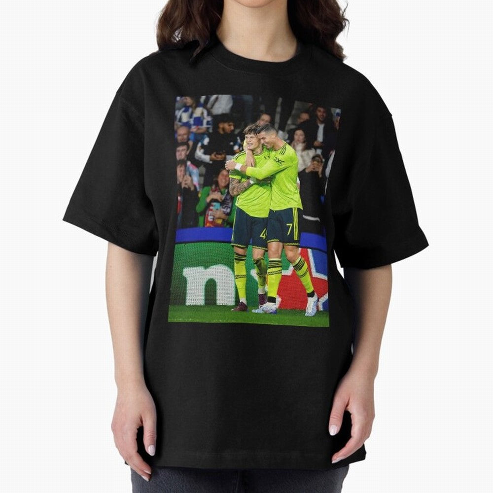 Cristiano Ronaldo And Garnacho ,Ronaldo Gifts,Ronaldo Cover,Ronaldo Prints Oversized T-Shirt Capture Stadium Memories from Match Day Hype around FIFA World Cup 2026 Group Stage, Messi and Cristiano Ronaldo, England, France and Netherlands, Sports