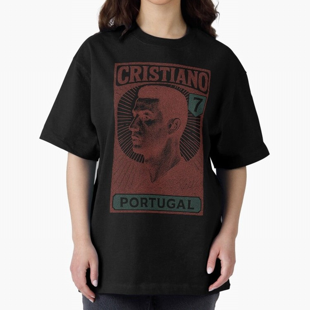 CRISTIANO Oversized T-Shirt Capture Stadium Memories from FIFA World Cup 2026 USA Canada Mexico Spirit, with England, Messi, CR7 and Mbappe, Sports Nostalgia, International Competition, Famous Players and Unforgettable Victories; Ideal for