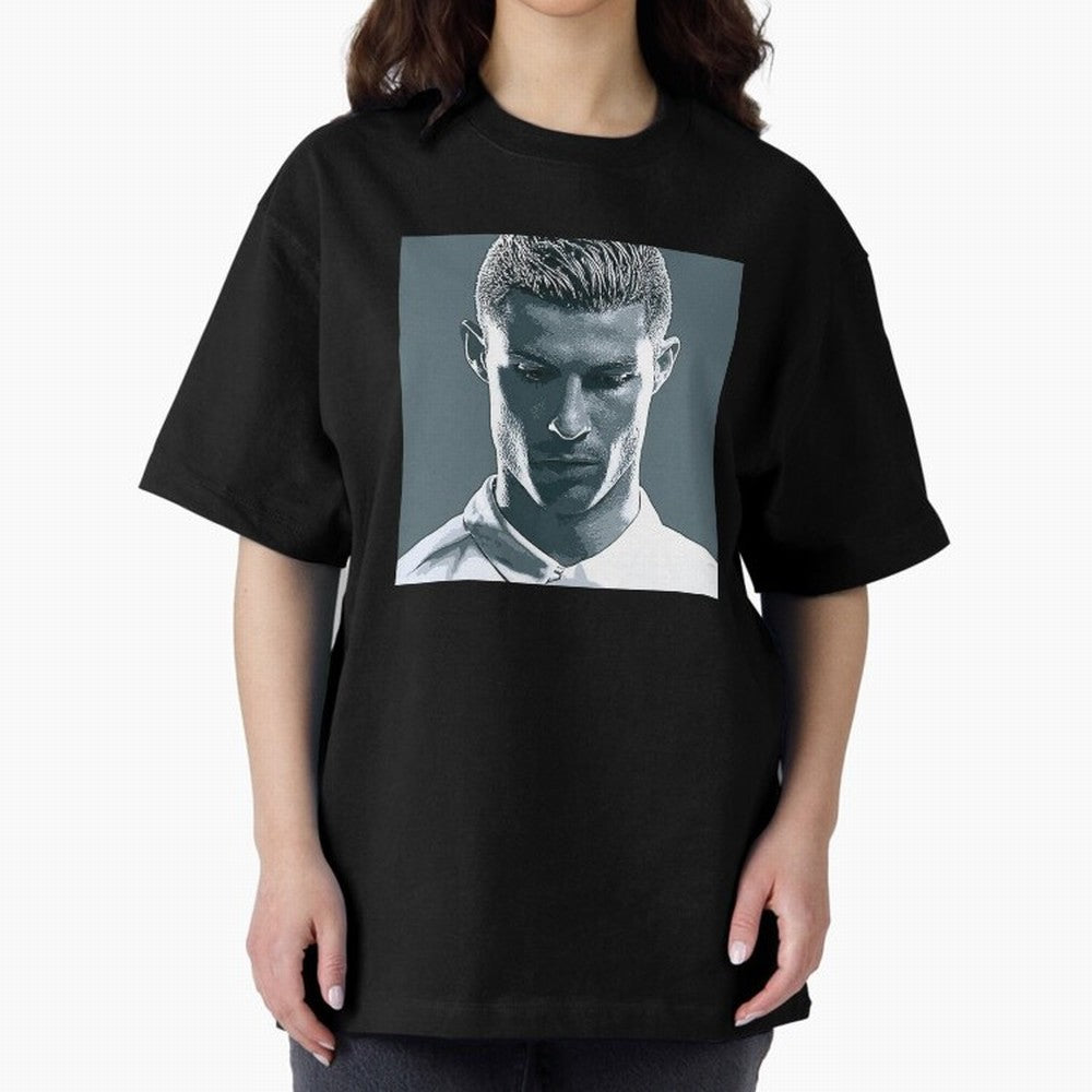 Ronaldo Portrait Oversized T-Shirt Cheer through Every Moment of Global Football Passion for FIFA World Cup 2026 Group Stage, Built around Messi, Brazil, Portugal and Argentina, Goal Celebration Energy, Supporter Heritage, Football Icons and