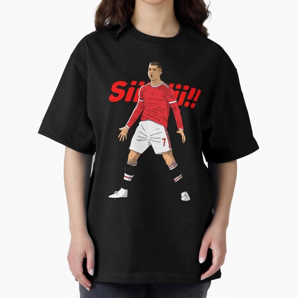 CR7 Siiiii!, Cristiano Ronaldo's trademark goal celebration Oversized T-Shirt Support Your Favorite Stars during FIFA World Cup 2026 USA Canada Mexico Spirit, Capturing England and Germany, Cristiano Ronaldo, Fan Favorite Moments, National Team