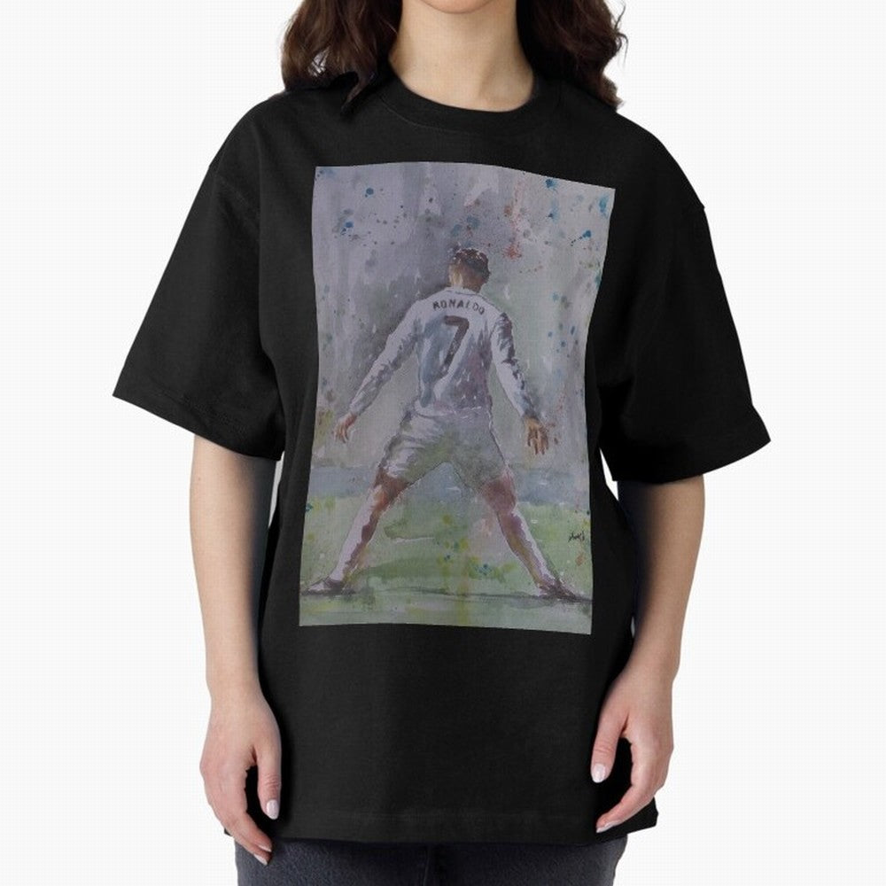 Cristiano Ronaldo - Portrait 2 Oversized T-Shirt Celebrate the Magic of FIFA World Cup 2026 USA Canada Mexico for Fans of Messi, Neymar and Mbappe and Argentina, Bringing Football Festival Excitement, Trophy Ambitions, Country Rivalries and Star