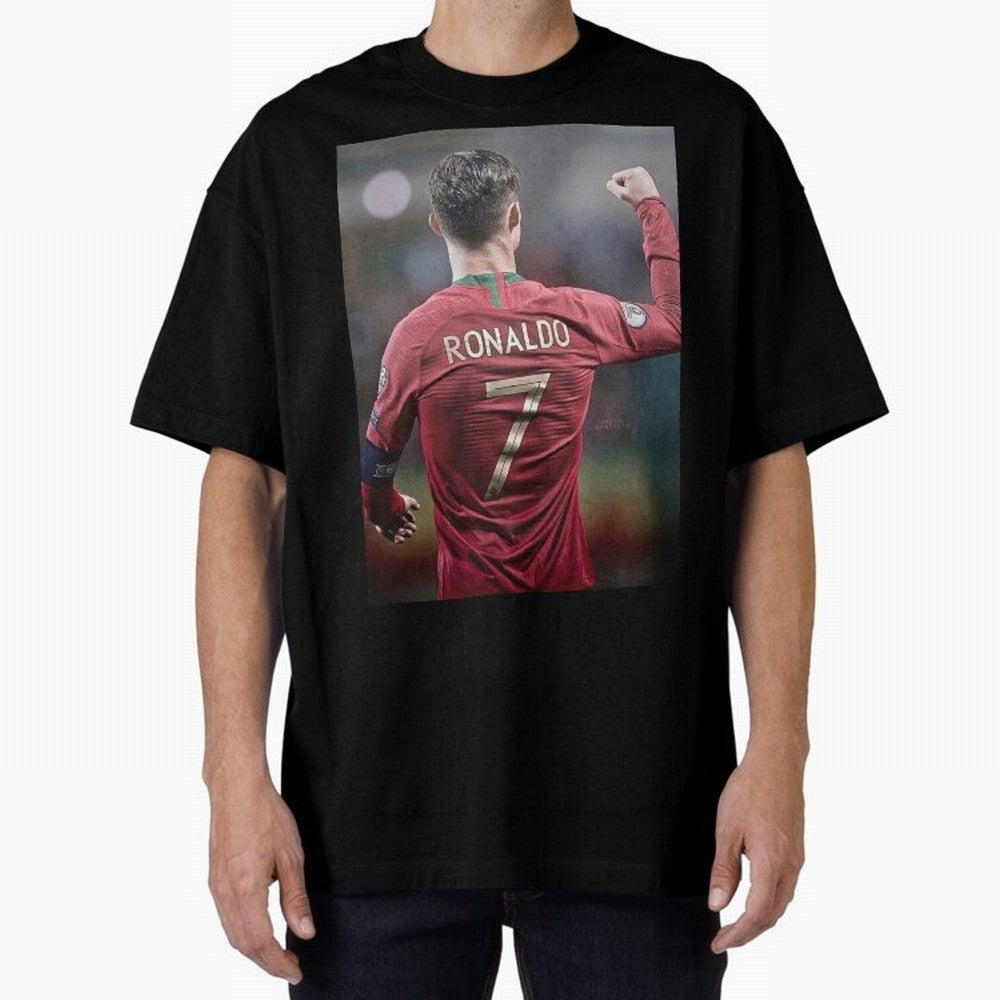 Cristiano Ronaldo CR7 Oversized T-Shirt Show Your Stadium Side during Match Day Hype around FIFA World Cup 2026, Messi and Cristiano Ronaldo, Argentina and Brazil, Stadium Memories, Football Loyalty, International Chants and Championship Tradition;