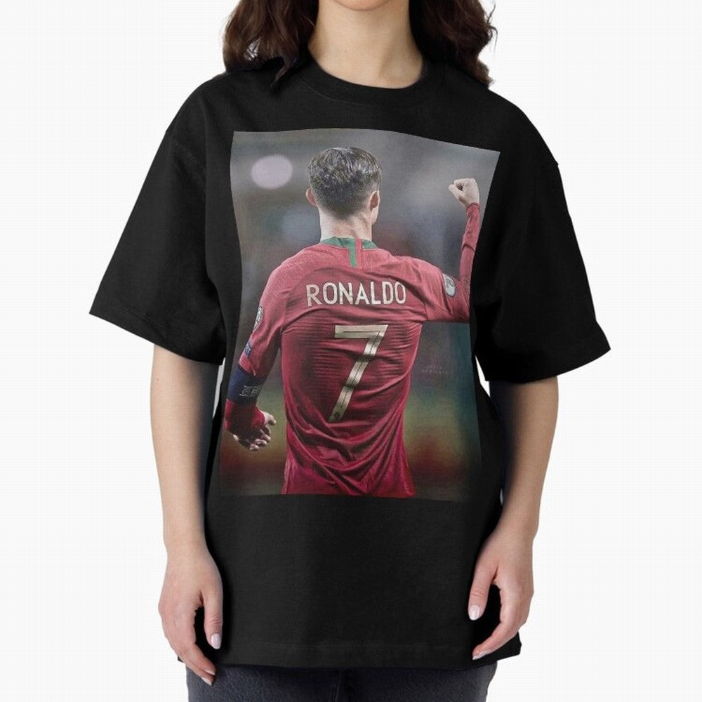 Cristiano Ronaldo CR7 Oversized T-Shirt Show Your Stadium Side during Match Day Hype around FIFA World Cup 2026, Messi and Cristiano Ronaldo, Argentina and Brazil, Stadium Memories, Football Loyalty, International Chants and Championship Tradition;