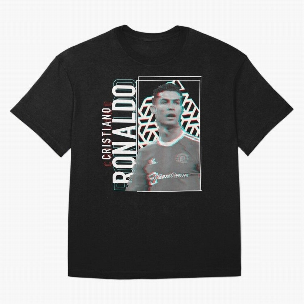 Cristiano Ronaldo Glith Effect Oversized T-Shirt Join Supporters Worldwide for the FIFA World Cup 2026 Journey through CR7 Highlights, England and Germany Pride, Global Supporter Spirit, Legendary Goals, National Colors and Tournament Celebration;