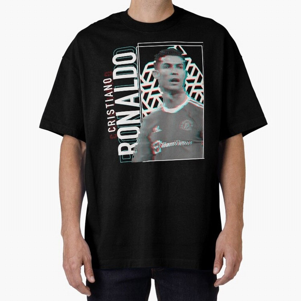 Cristiano Ronaldo Glith Effect Oversized T-Shirt Join Supporters Worldwide for the FIFA World Cup 2026 Journey through CR7 Highlights, England and Germany Pride, Global Supporter Spirit, Legendary Goals, National Colors and Tournament Celebration;