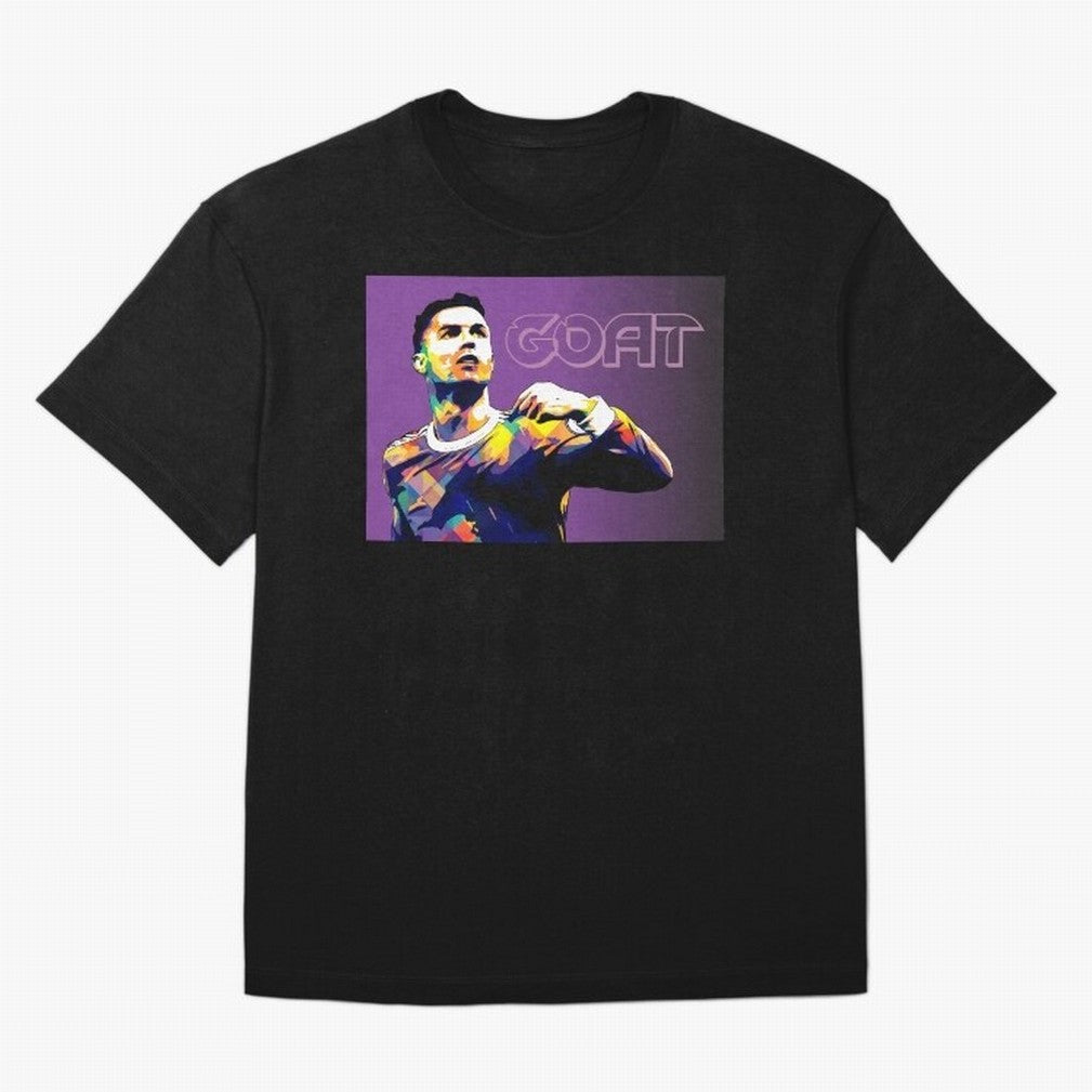 Cristiano Ronaldo Goat Popart Oversized T-Shirt Celebrate the Biggest Stage of FIFA World Cup 2026 USA Canada Mexico for Fans of Cristiano Ronaldo and Argentina, Bringing Game Day Rituals, Football Legends, Country Pride and the Road to the Final;