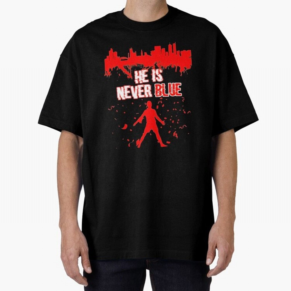 Cr7-Ronaldo-He Is Never Blue Manchester-Red Oversized T-Shirt Celebrate Football Heritage in Global Football Passion for FIFA World Cup 2026 Group Stage, Connected to Haaland, England, France and Netherlands, Global Supporter Spirit, Legendary