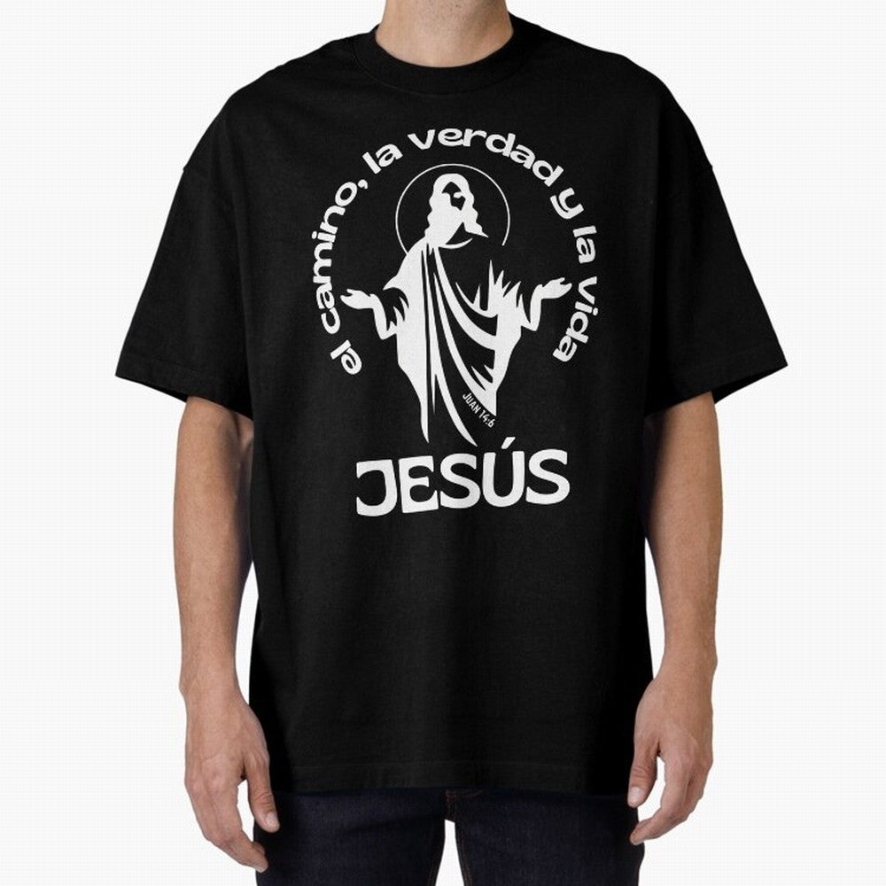 JES¨²S - el camino, la verdad y la vida Oversized T-Shirt Feel International Energy from Global Football Passion for FIFA World Cup 2026, Inspired by Neymar, Brazil, Portugal and Argentina, Football Festival Excitement, Trophy Ambitions, Country