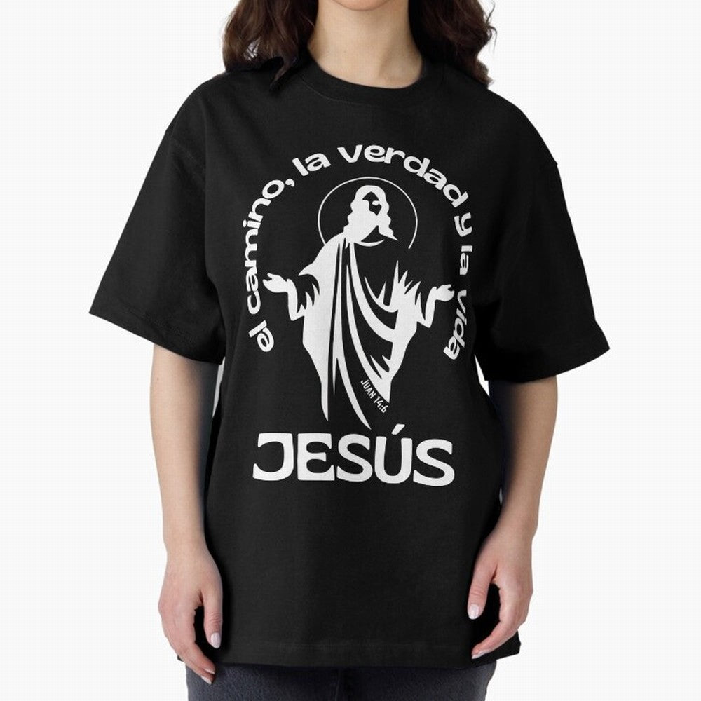 JES¨²S - el camino, la verdad y la vida Oversized T-Shirt Feel International Energy from Global Football Passion for FIFA World Cup 2026, Inspired by Neymar, Brazil, Portugal and Argentina, Football Festival Excitement, Trophy Ambitions, Country