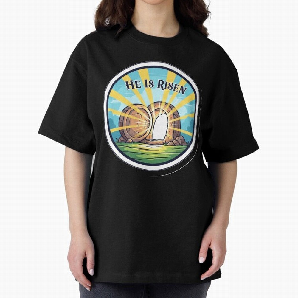 He Is Risen Indeed Easter Faith Sticker Oversized T-Shirt Celebrate Unforgettable Nights in Match Day Hype around FIFA World Cup 2026 Group Stage, Neymar, Haaland and Cristiano Ronaldo, Brazil, Portugal and Argentina, Championship Spirit, Famous